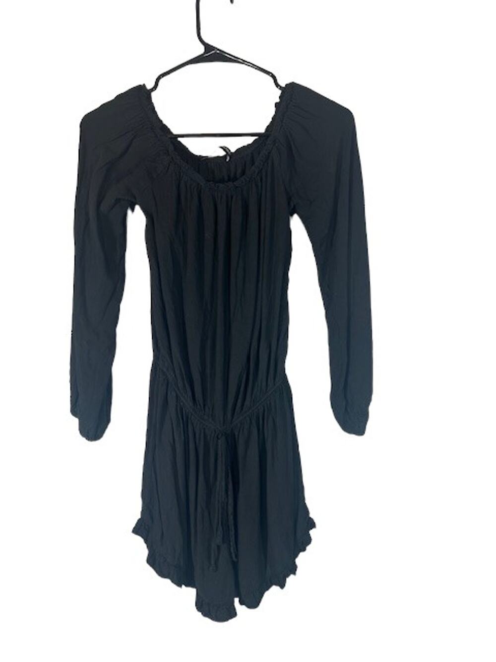 Brandy Melville Black Cotton Blend Drawstring Waist Shorts Romper Women Sz OS